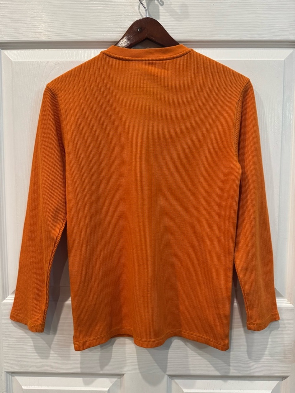 Lucky Brand Shirt Youth Boys Large 14-16 Orange Waffle Knit Henley Pullover - Picture 2 of 8